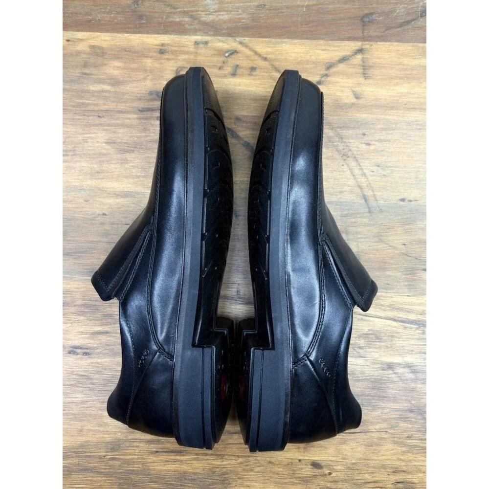 ECCO Holton Black Leather Loafer Apron Toe Slip On Dress Shoe Men's EU 46 US 12